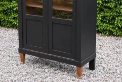 Vitrine ancienne rénovée noire à deux portes vitrées – H187 cm