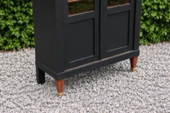 Vitrine ancienne rénovée noire à deux portes vitrées – H187 cm