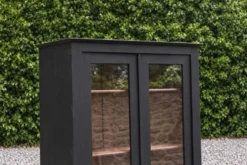 Vitrine ancienne rénovée noire à deux portes vitrées – H187 cm