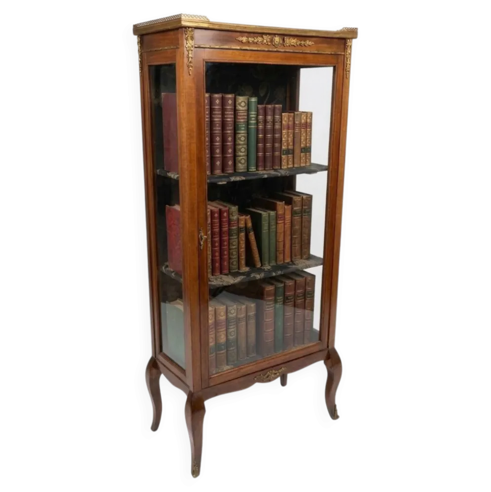 Vitrine ancienne style transition Louis XV-Louis XVI en Acajou