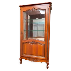 Vitrine argentier style Louis XV en merisier fond miroir & étagères Verre 9