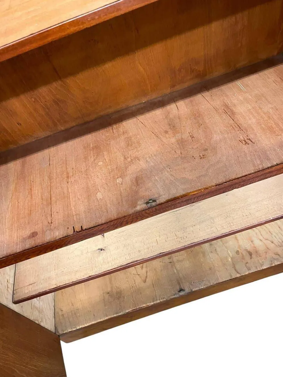 Vitrine/armoire de pharmacie/armoire de laboratoire vintage en bois peu profonde