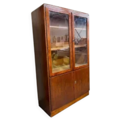 Vitrine/armoire de pharmacie/armoire de laboratoire vintage en bois peu profonde