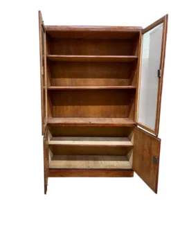 Vitrine/armoire de pharmacie/armoire de laboratoire vintage en bois peu profonde