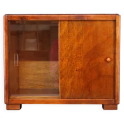 Vitrine Art Déco à portes coulissantes, Tchécoslovaquie, années 1940