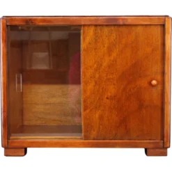 Vitrine Art Déco à portes coulissantes, Tchécoslovaquie, années 1940