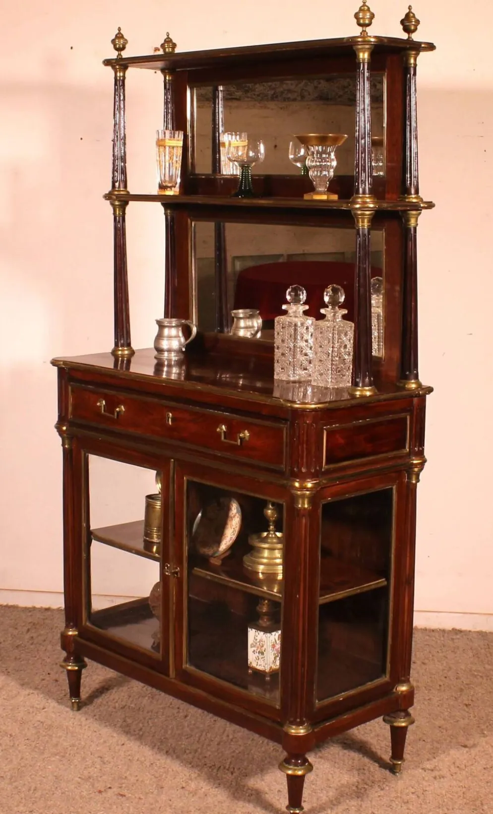 vitrine/bar d'époque Louis XVI en acajou