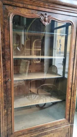 Vitrine bibliotheque 1 porte en noyer du XlXème siecle