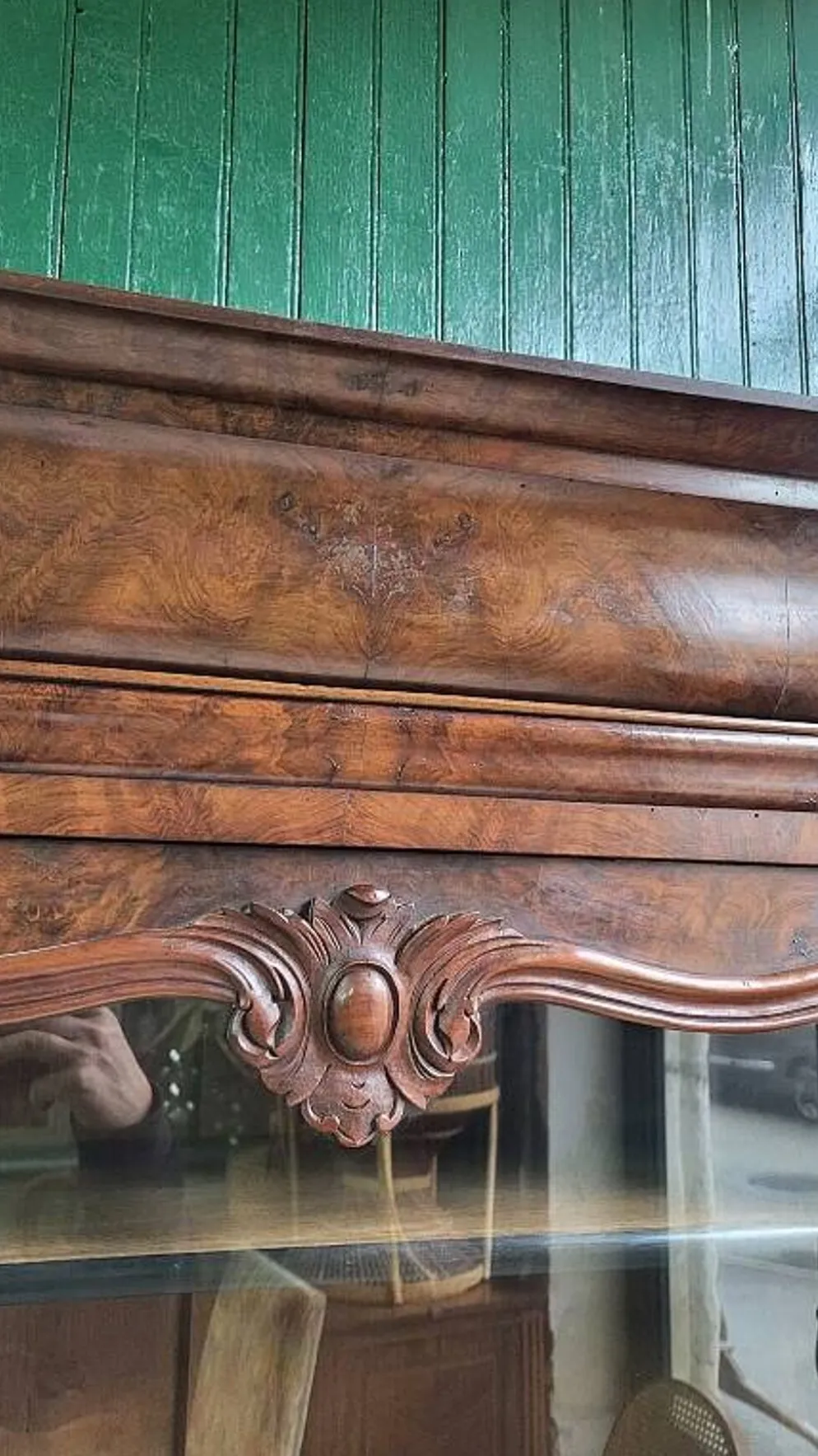 Vitrine bibliotheque 1 porte en noyer du XlXème siecle