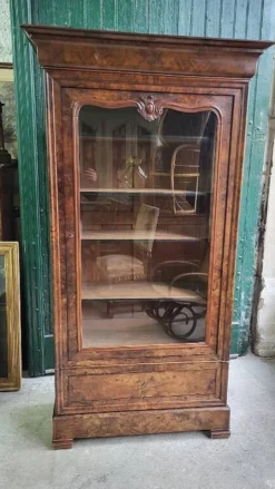 Vitrine bibliotheque 1 porte en noyer du XlXème siecle