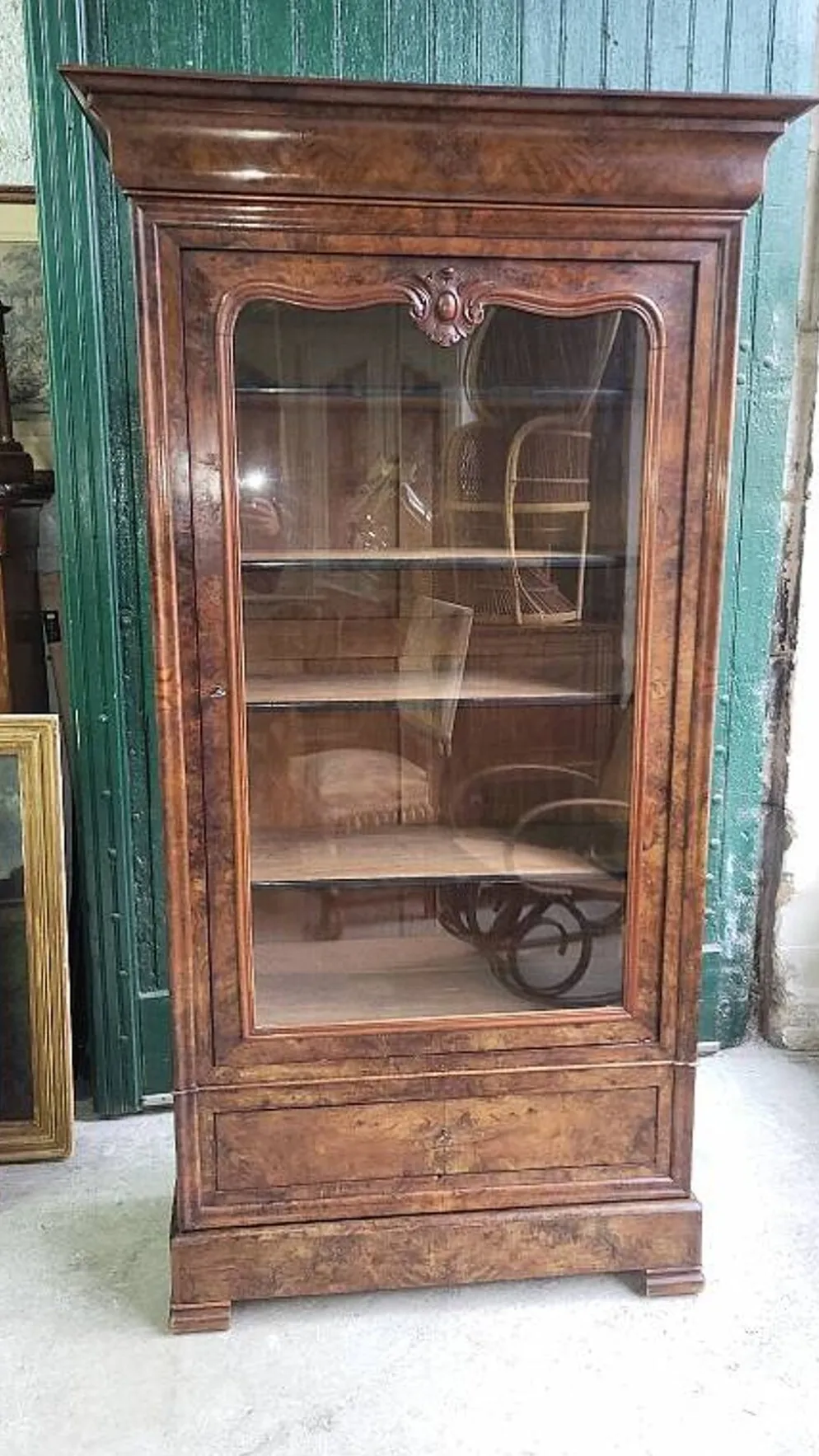 Vitrine bibliotheque 1 porte en noyer du XlXème siecle