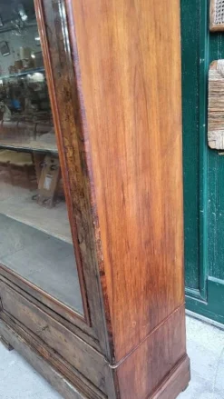 Vitrine bibliotheque 1 porte en noyer du XlXème siecle