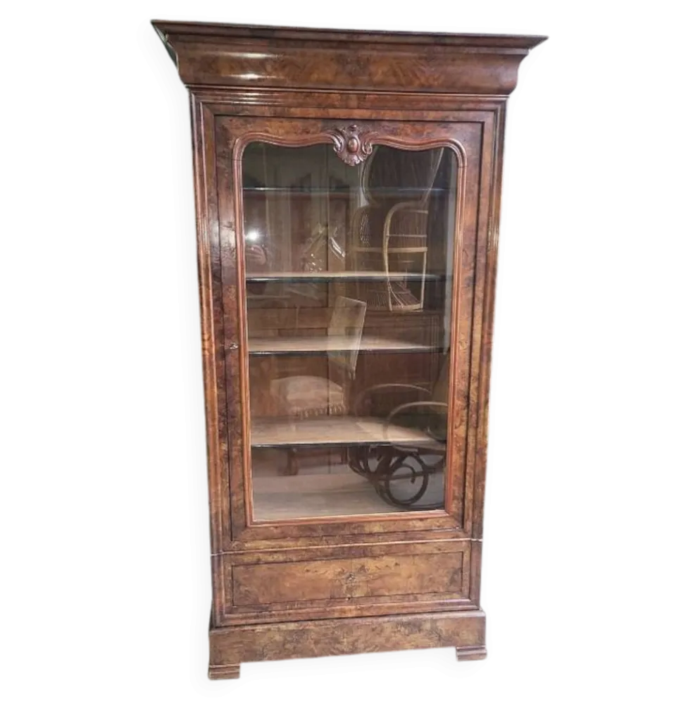 Vitrine bibliotheque 1 porte en noyer du XlXème siecle