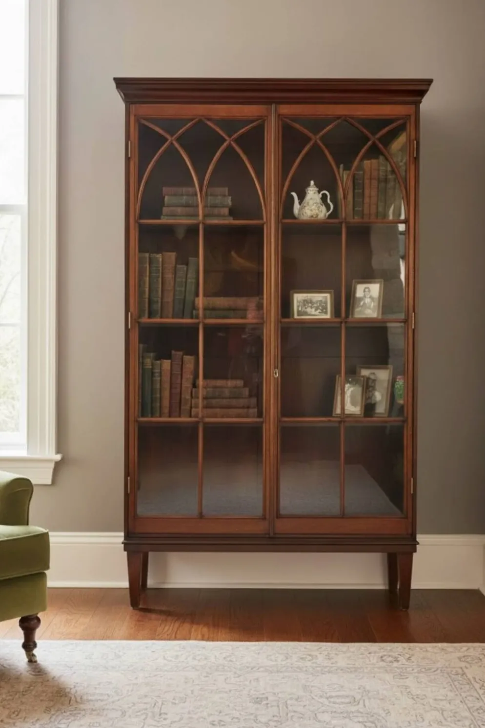 Vitrine bibliothèque 1900 en acajou