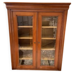 Vitrine/bibliothèque en bois massif années 70