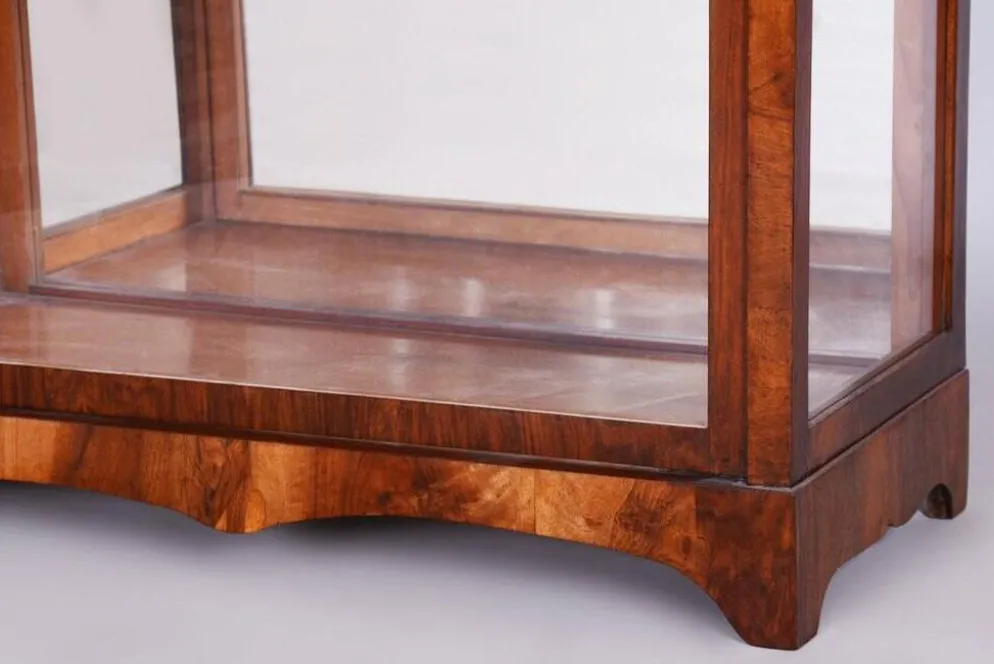 Vitrine Biedermeier tchèque en noyer et épicéa, années 1830