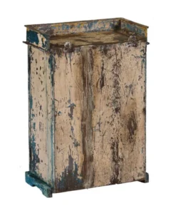 Vitrine bleu ancienne bois vieux teck piece et patine d'origine inde