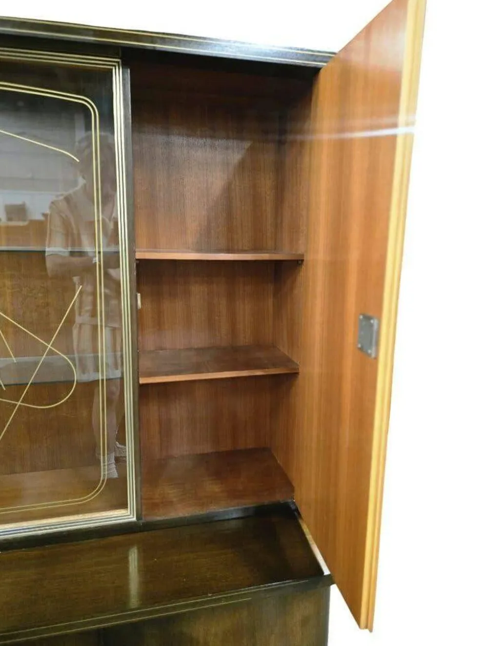 Vitrine/buffet/meuble mural vintage XL en bois