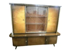 Vitrine/buffet/meuble mural vintage XL en bois