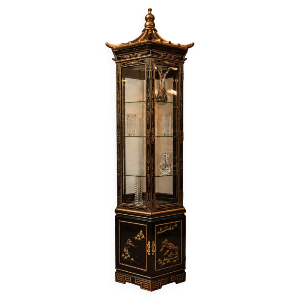 Vitrine chinoise vintage toit pagode (éclairage) asiatique