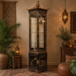 Vitrine chinoise vintage toit pagode (éclairage) asiatique