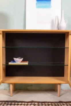 Vitrine, commode, buffet danois vintage en chêne, milieu du siècle