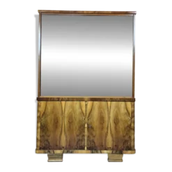 Vitrine de bibliothèque de style Art Déco des années 1950 restaurée avec placage en flamme