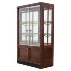 Vitrine de magasin en bois, verre et laiton – début du XXe siècle