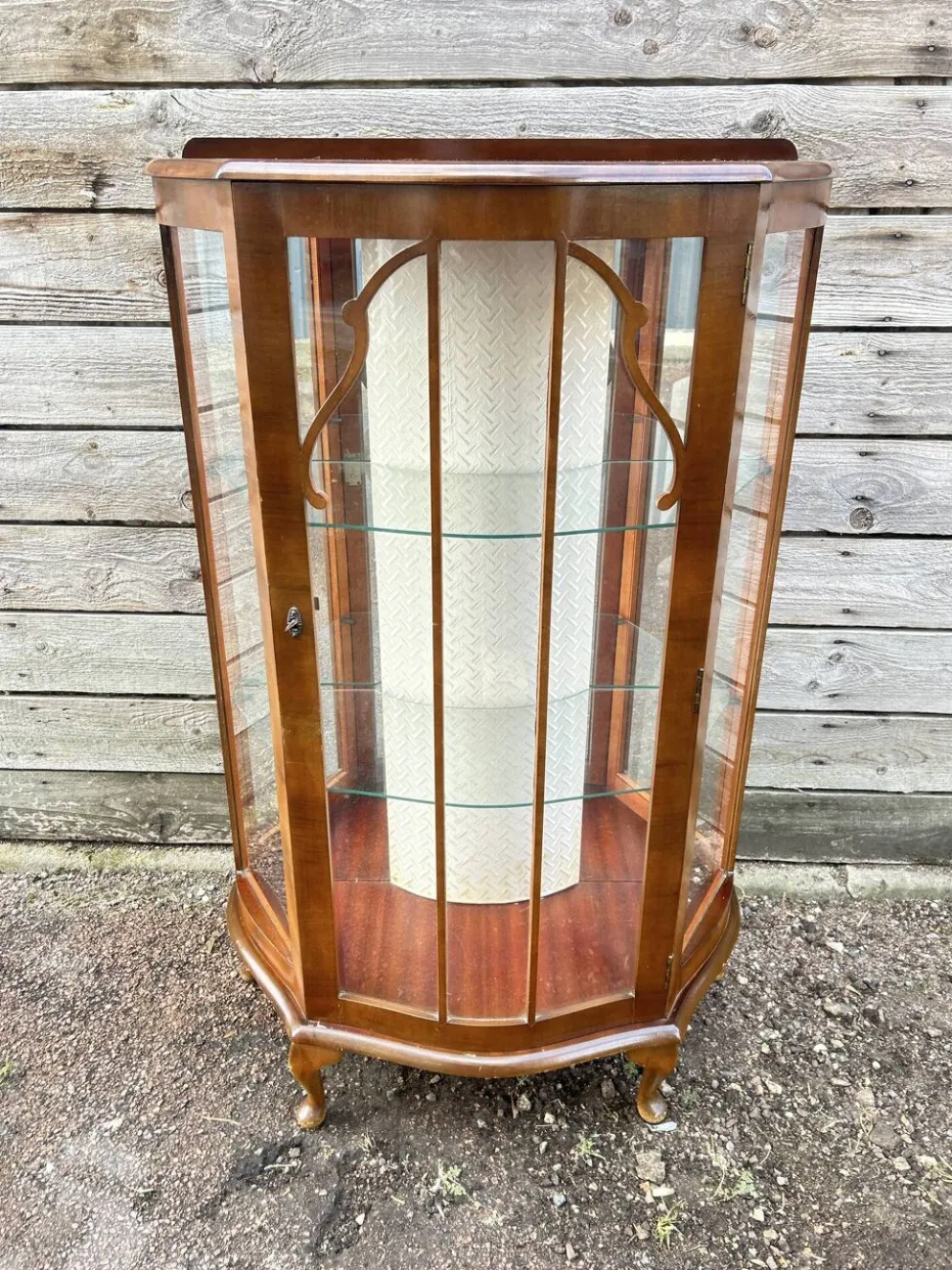 Vitrine demi-lune an acajou