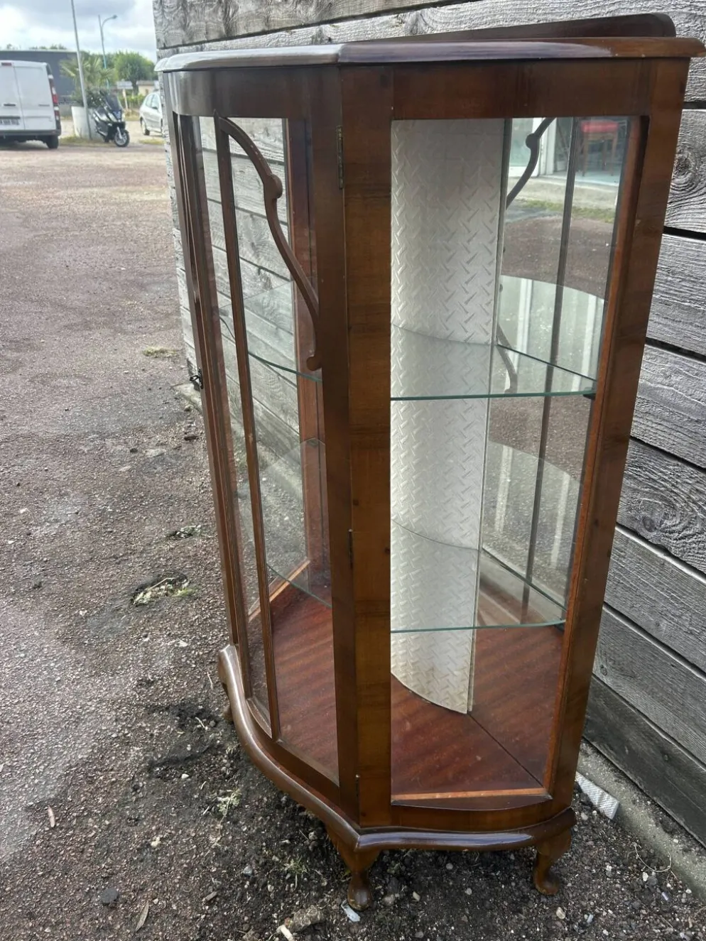 Vitrine demi-lune an acajou