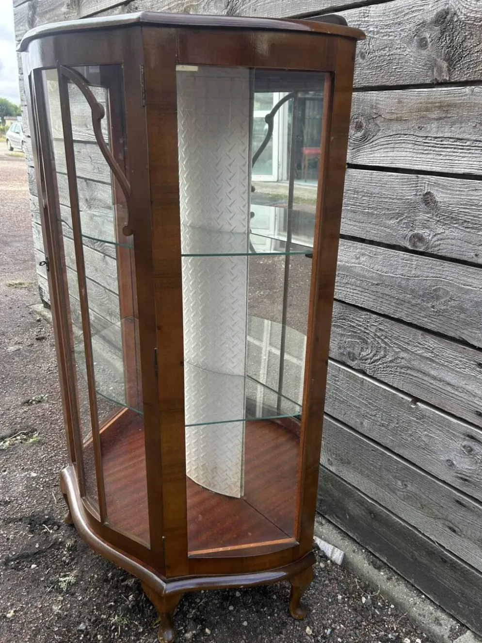 Vitrine demi-lune an acajou