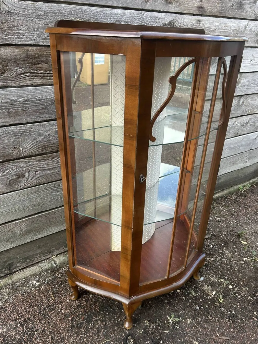 Vitrine demi-lune an acajou