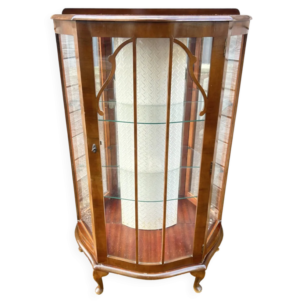 Vitrine demi-lune an acajou