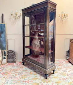 VITRINE DE PRÉSENTATION EN BOIS NOIRCI DE STYLE LOUIS XVI XIX EME SIÈC