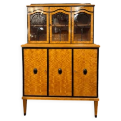 Vitrine de salon Art Déco, placage de bouleau flammé, vers 1920