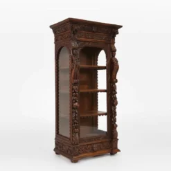 Vitrine de style baroque en chêne, Belgique, années 1950
