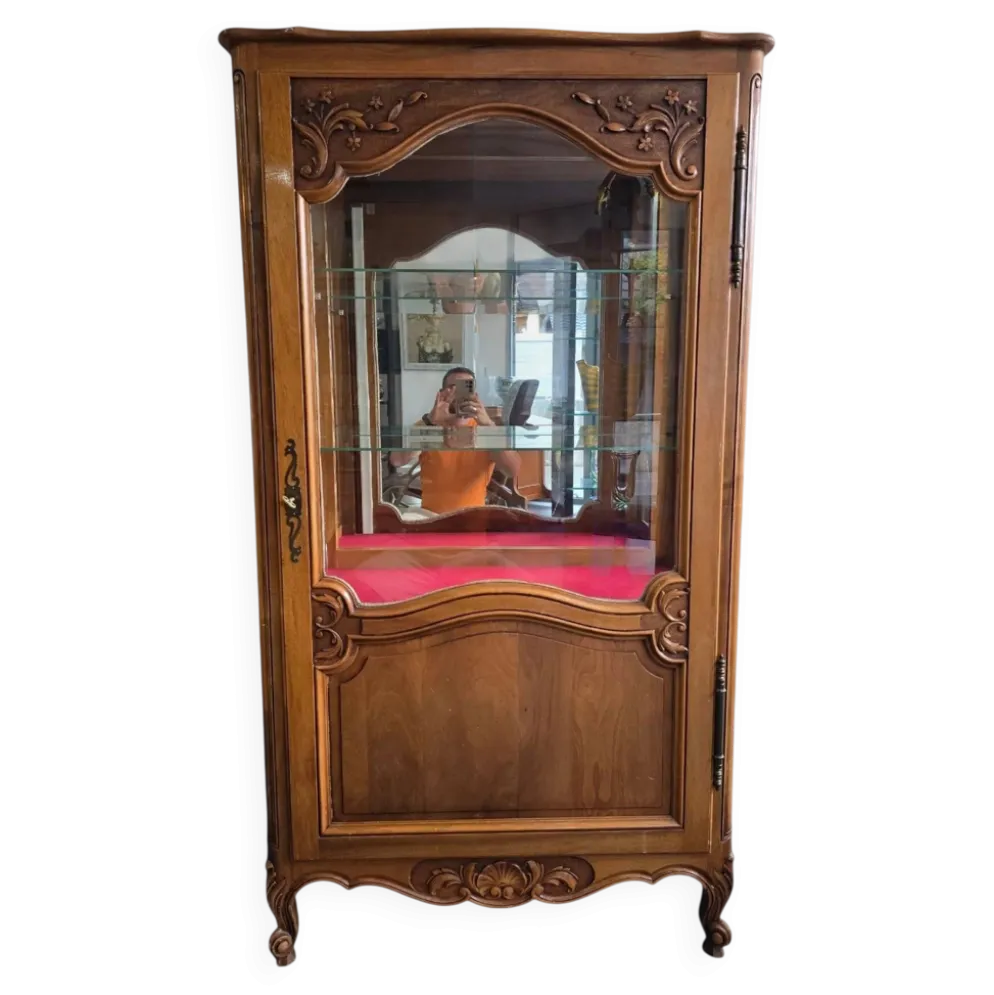 Vitrine de style Louis XV en merisier – Fabrication française UNIFA