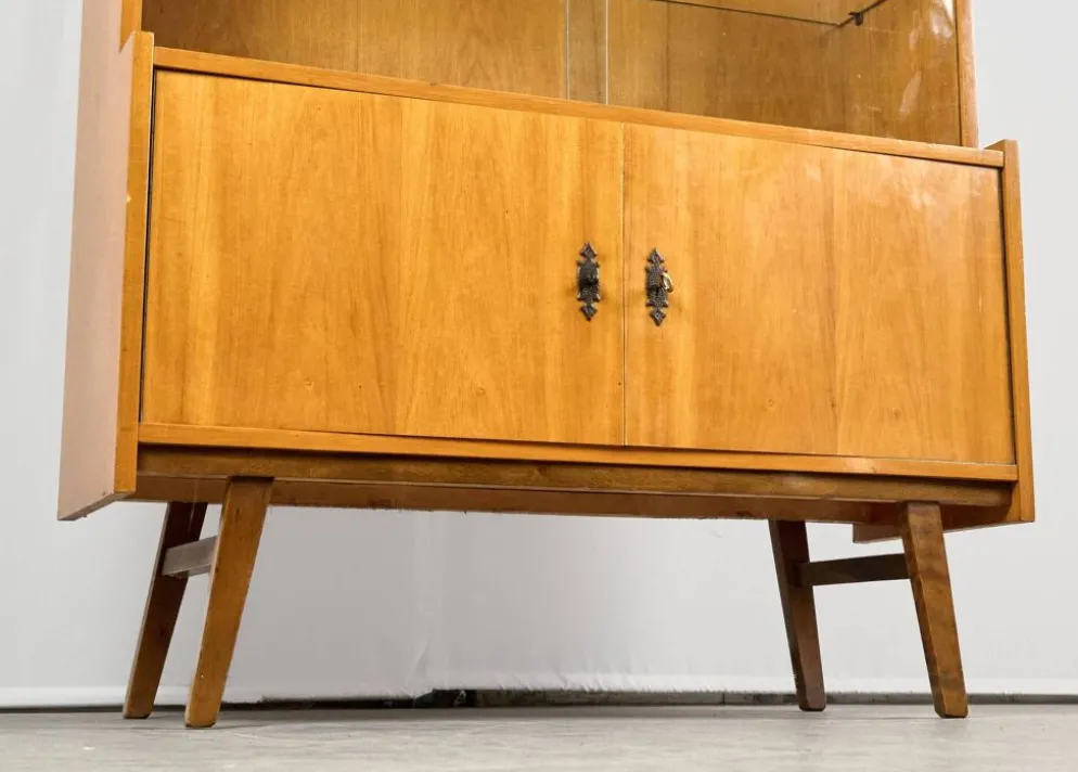 Vitrine en bois du milieu du siècle, Sześciolatka, Pologne, 1969
