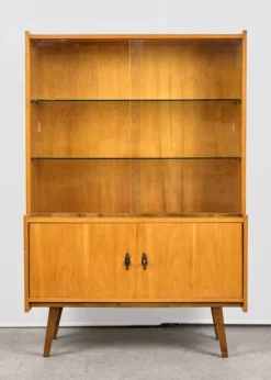 Vitrine en bois du milieu du siècle, Sześciolatka, Pologne, 1969