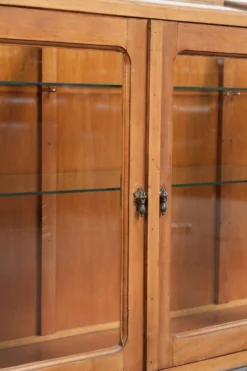 Vitrine en bois vintage / cabinet d'exposition / cabinet de musée avec des couleurs chaudes