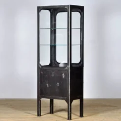 Vitrine en fer et en verre vintage, années 1970