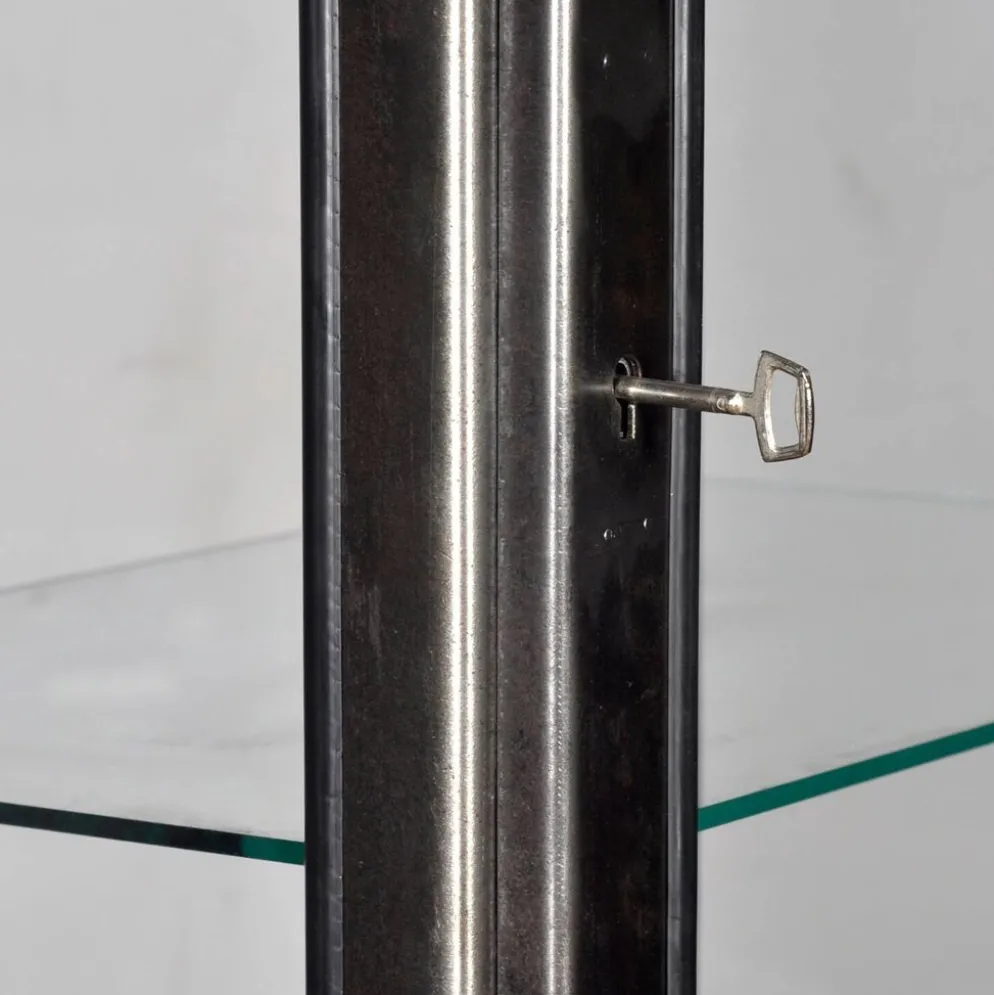 Vitrine en fer et en verre vintage, années 1970