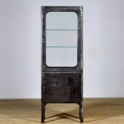 Vitrine en fer et en verre vintage, années 1970