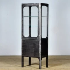 Vitrine en fer et en verre vintage, années 1970