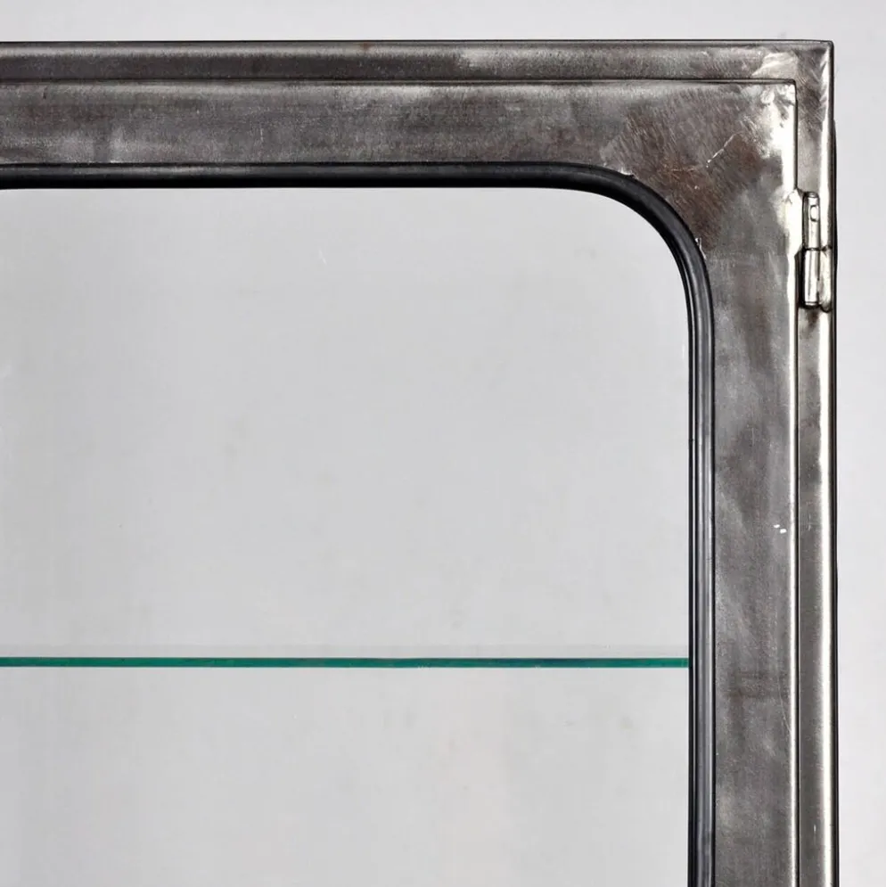 Vitrine en fer et en verre vintage, années 1970