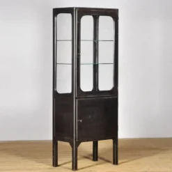 Vitrine en fer et en verre vintage, années 1970