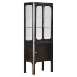 Vitrine en fer et en verre vintage, années 1970
