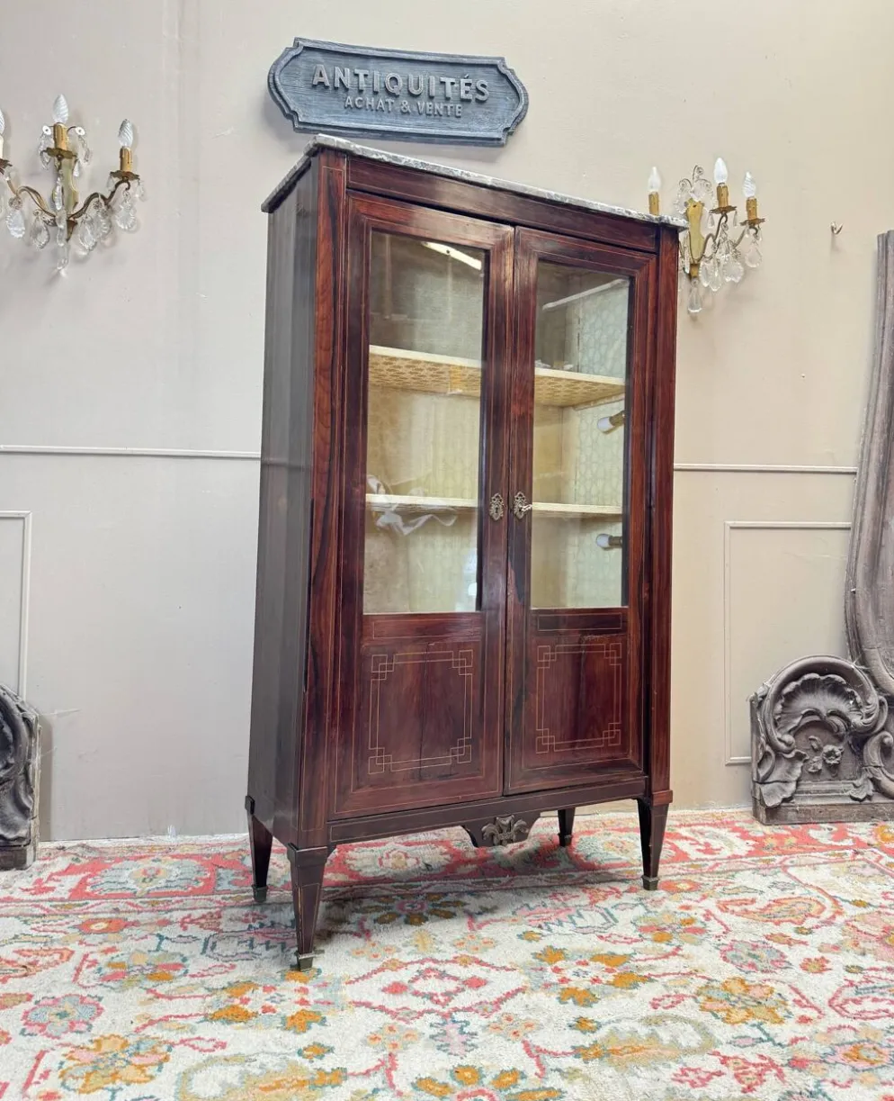 VITRINE EN MARQUETERIE D’ÉPOQUE LOUIS XVI XVIII EME SIÈCLE