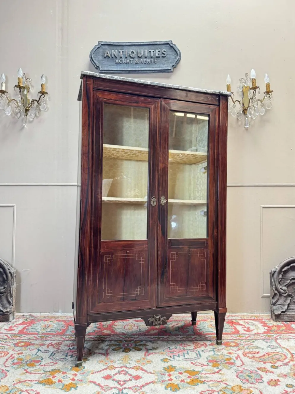 VITRINE EN MARQUETERIE D’ÉPOQUE LOUIS XVI XVIII EME SIÈCLE
