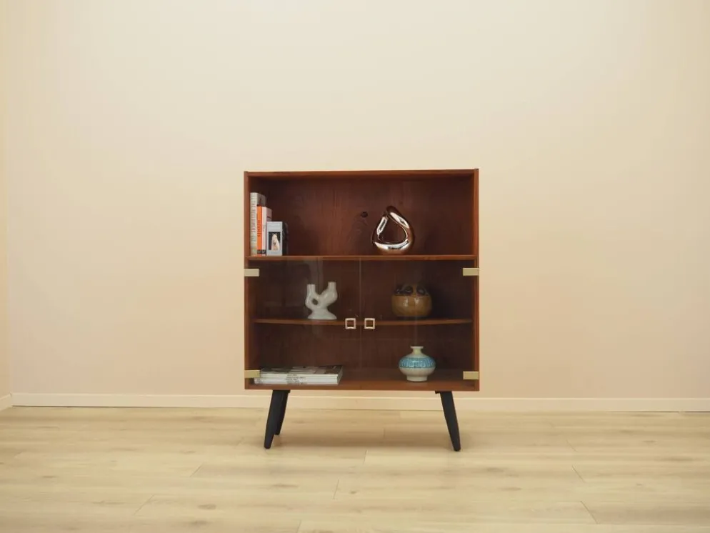 Vitrine en teck avec portes en verre, Danemark, années 1970